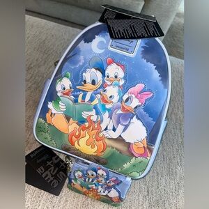 Loungefly Donald and Daisy Family Campfire Mini Backpack & matching Coin Purse
